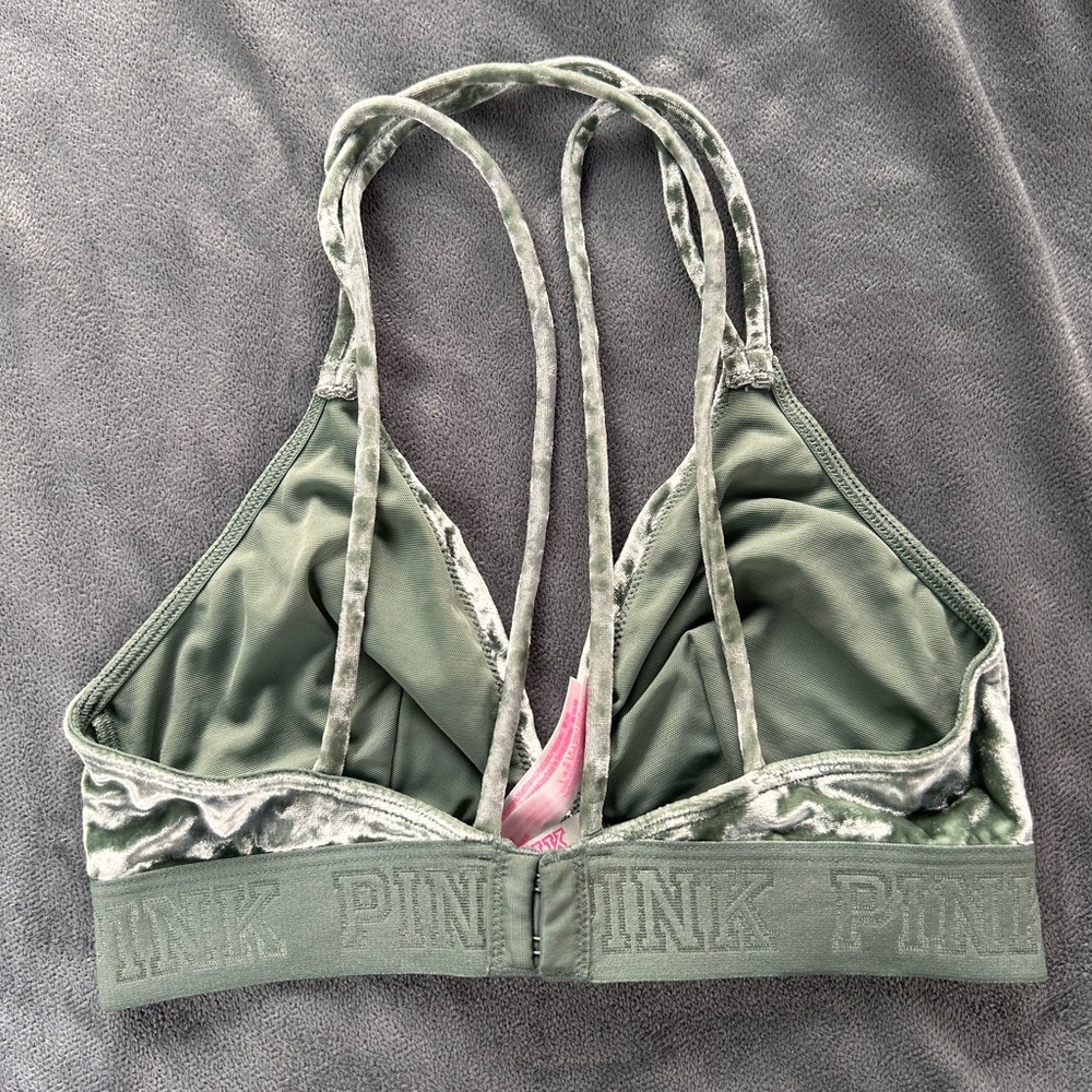 2 VS Pink Velvet Bralettes Sz. S NWT blue/green - Picture 7 of 7